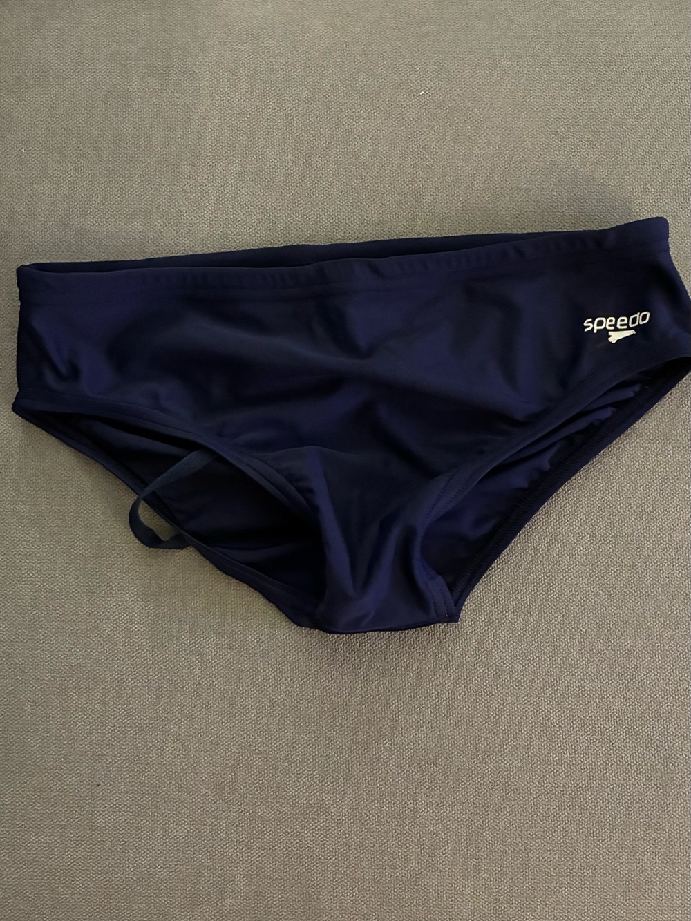 Speedo Dark Blue Men's Swim Briefs with White Logo - Picture 3 of 5